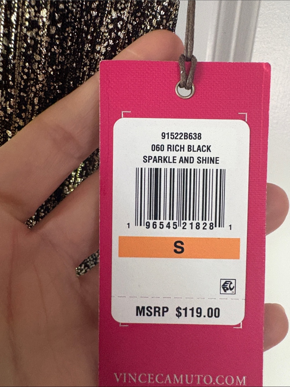 NWT Vince Camuto Black & Gold Metallic V-Neck Midi Dress ($119) - Picture 6 of 6